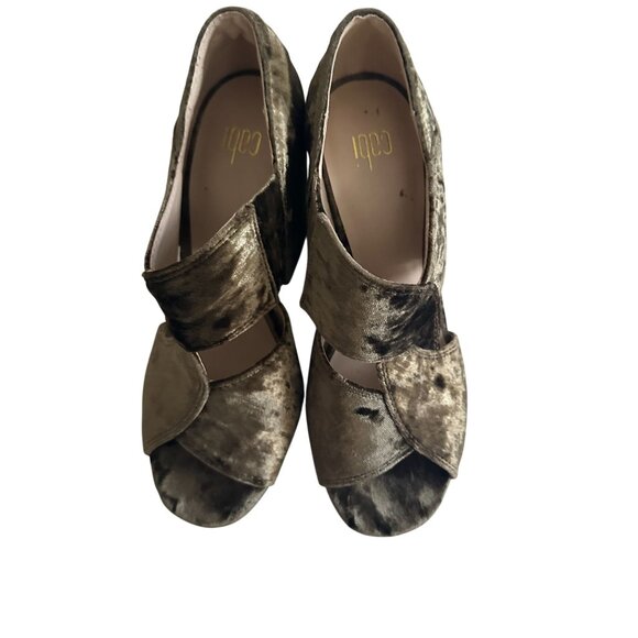 CABI Olive Brown Crushed Velvet Heels Size US 7 - Picture 4 of 10
